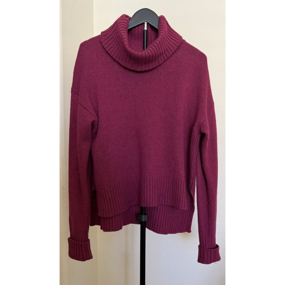 Anthropologie Blair Wool Blend Cowl Neck Sweater Berry XS Magenta Turtleneck
